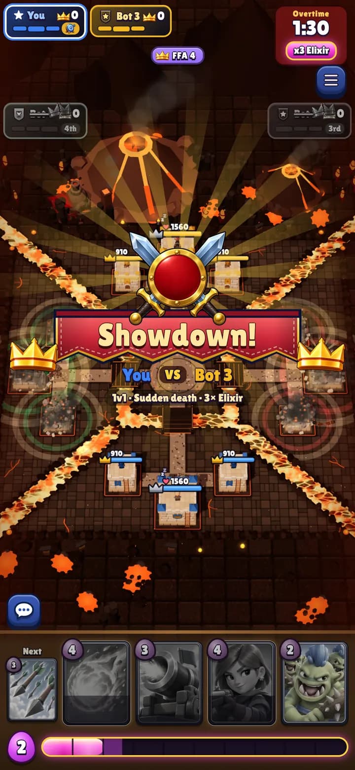 Full iPhone screen as the Showdown begins between the last two players